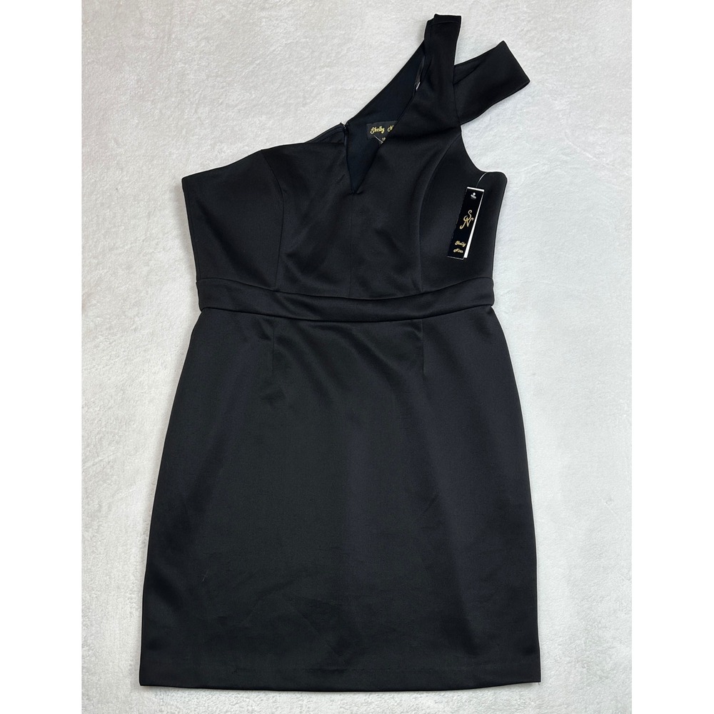 Shelby Nites Womens Black One Shoulder Cocktail Dress Plus Size 16 NWT 686